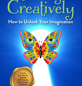 Colorful butterfly emerging from a lightbulb symbolizing creativity and imagination.